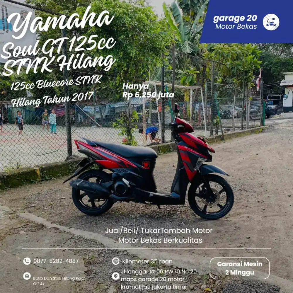 Yamaha Soul GT 125cc Bluecore STNK Hilang Tahun 2017 Pajak Off