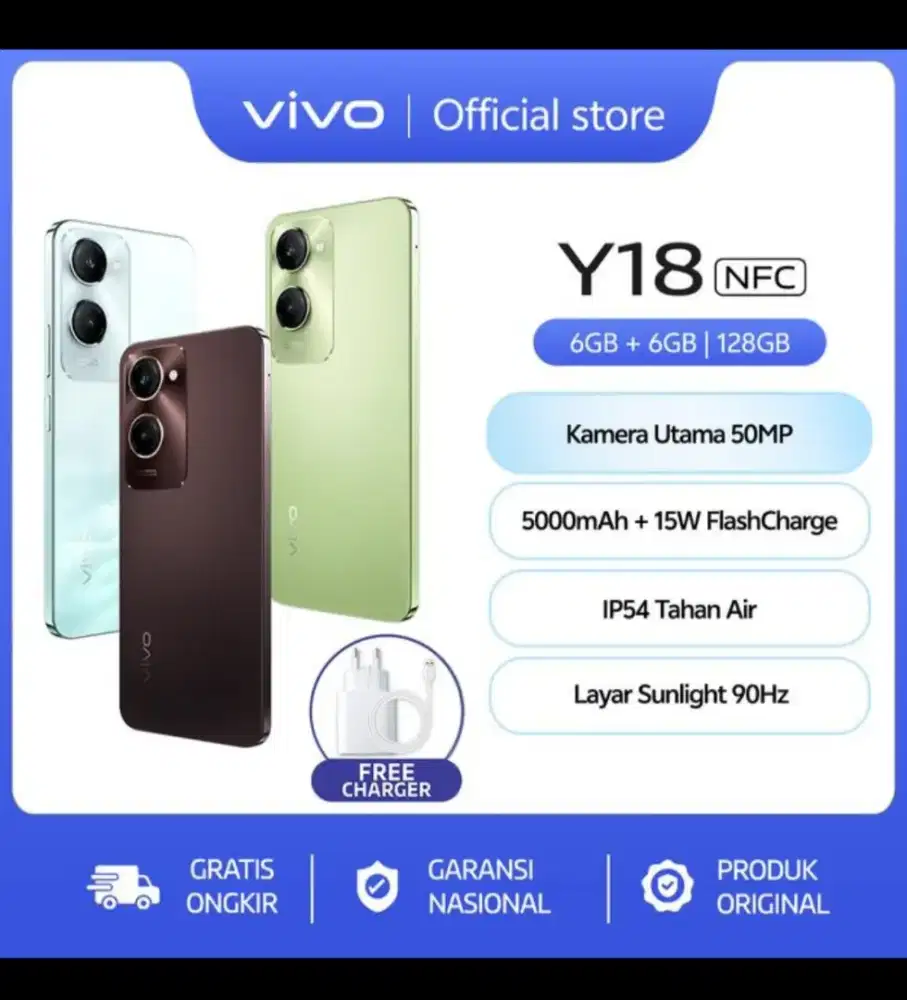 Vivo y18 hijau baru ori 6/128