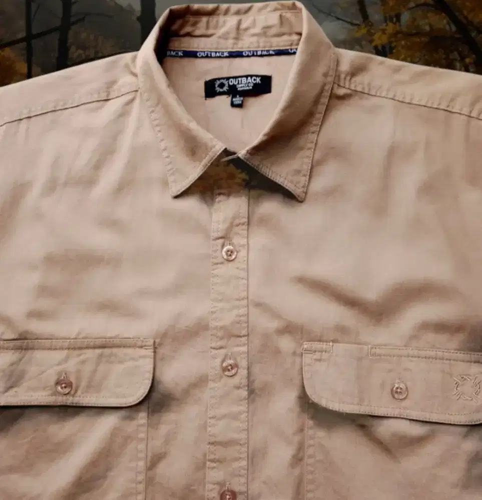 KEMEJA WORKSHIRT OUTBACK COKLAT, SIZE : L (LD112-114,P75)