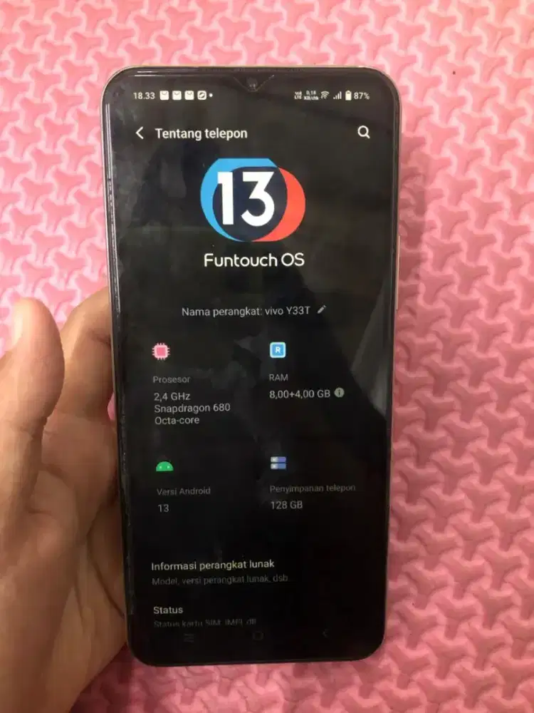 Vivo y33t ram 8/128 nominus HP casan only