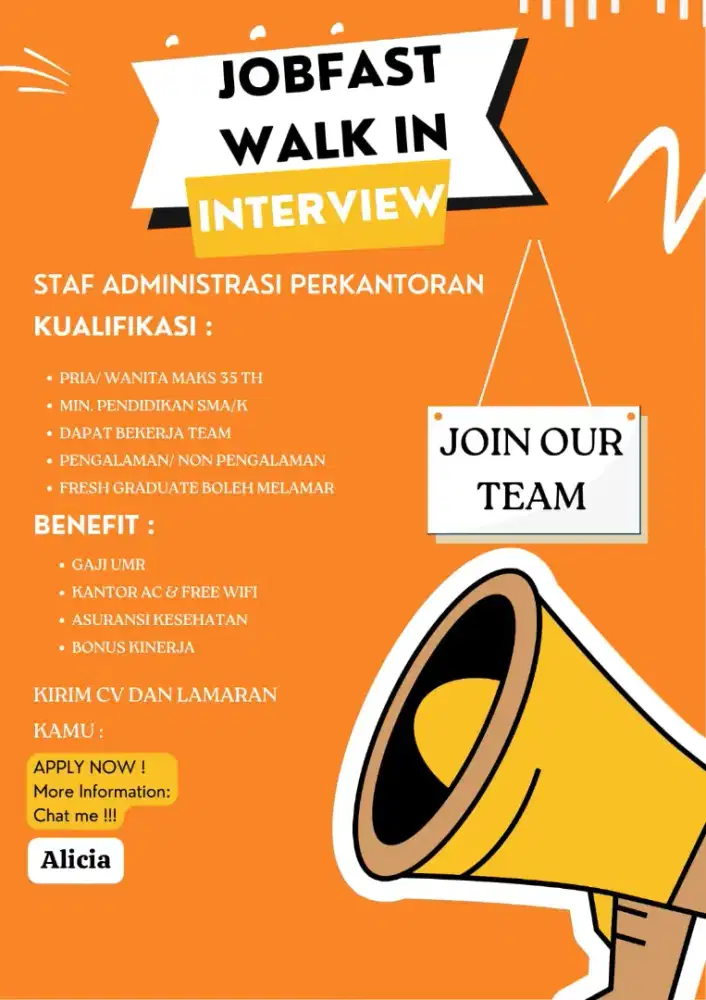 Dibutuhkan lowongan staf admin