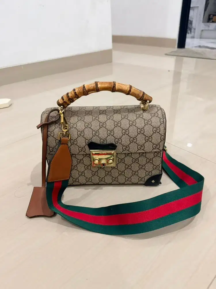 tas wanita gucci bambu padlock original full set mulus