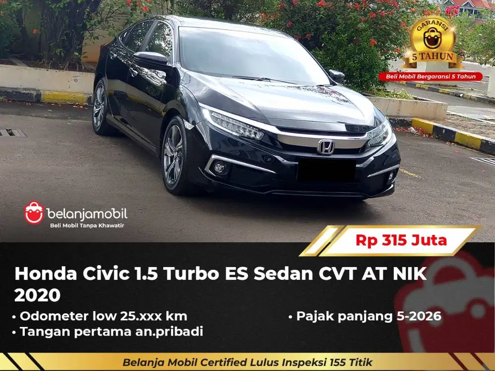 [ GARANSI 5TH ] Honda Civic 1.5 Turbo ES Sedan CVT AT 2020/2021