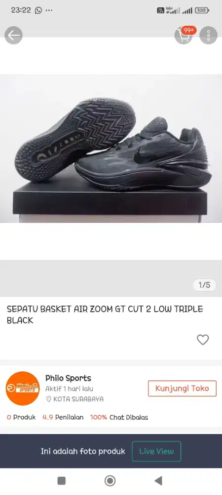 Sepatu GT cut all black