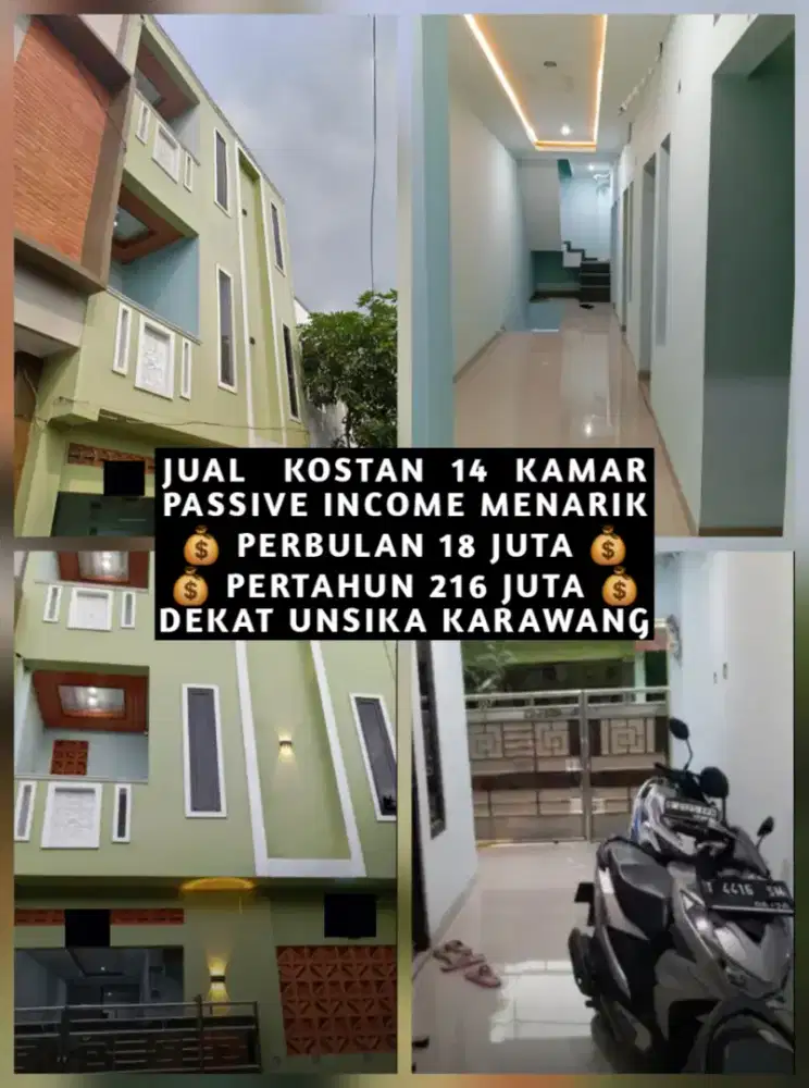 JUAL KOST KOSAN 14 KAMAR JALAN KAKI KE UNSIKA KARAWANG