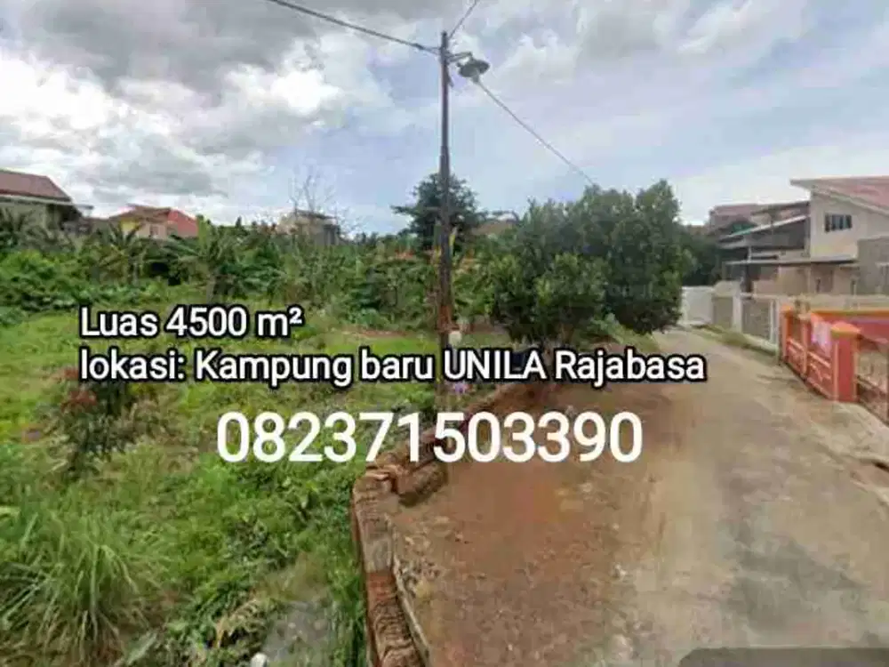 tanah 4.500 m² unila rajabasa kampung baru