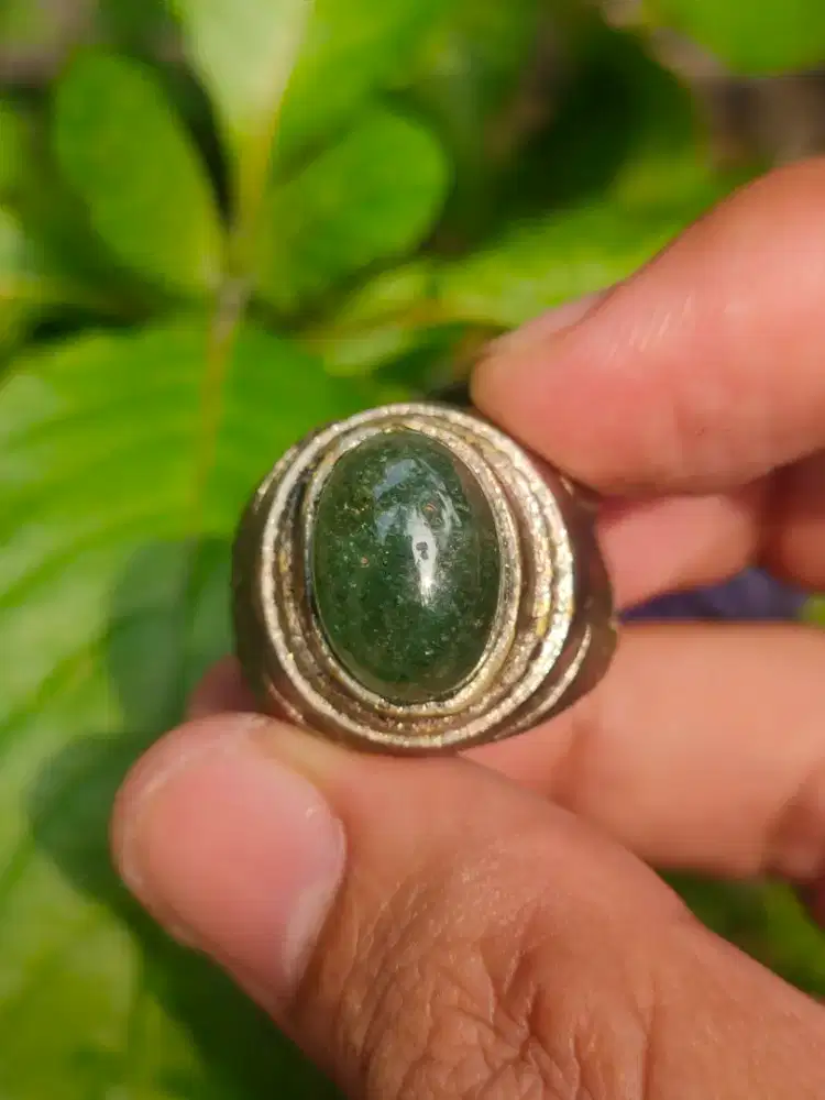 Cincin Zamrud Jamrud Emerald Beryl Natural Unik Antik Permata Kuno