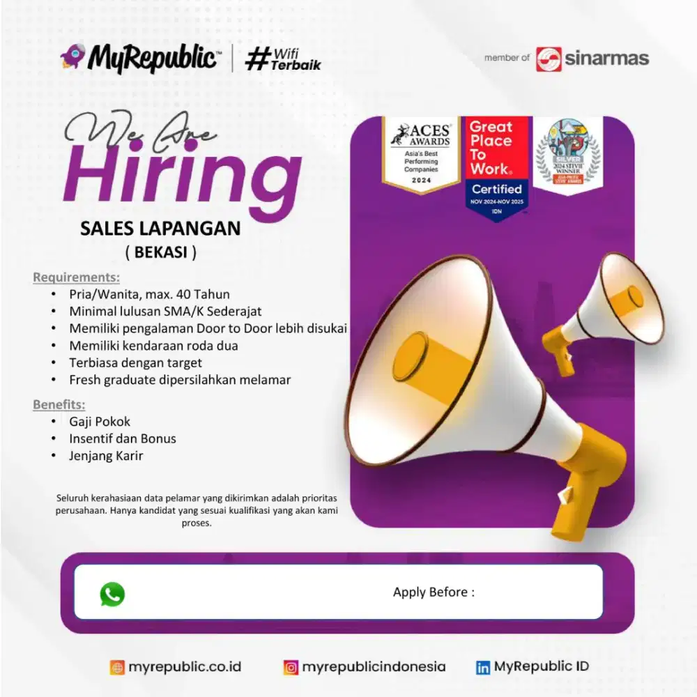 Di butuhkan segera Sales Executive