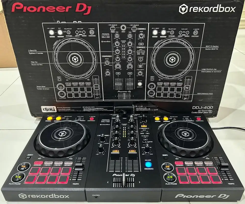 Alat DJ Pioneer DDJ 400 Fullset Box Controller Rekordbox XDJ CDJ FLX4
