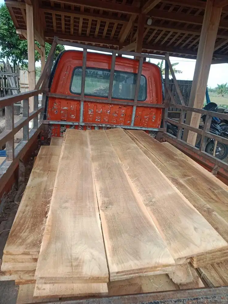 Papan kayu jati asli 2x20x200 cm / papan jati asli