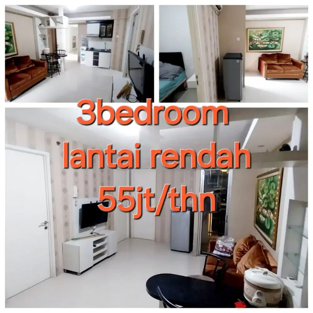 Di sewakan lantai rendah murah tahunan 3bedroom apartemen Bassura  cty