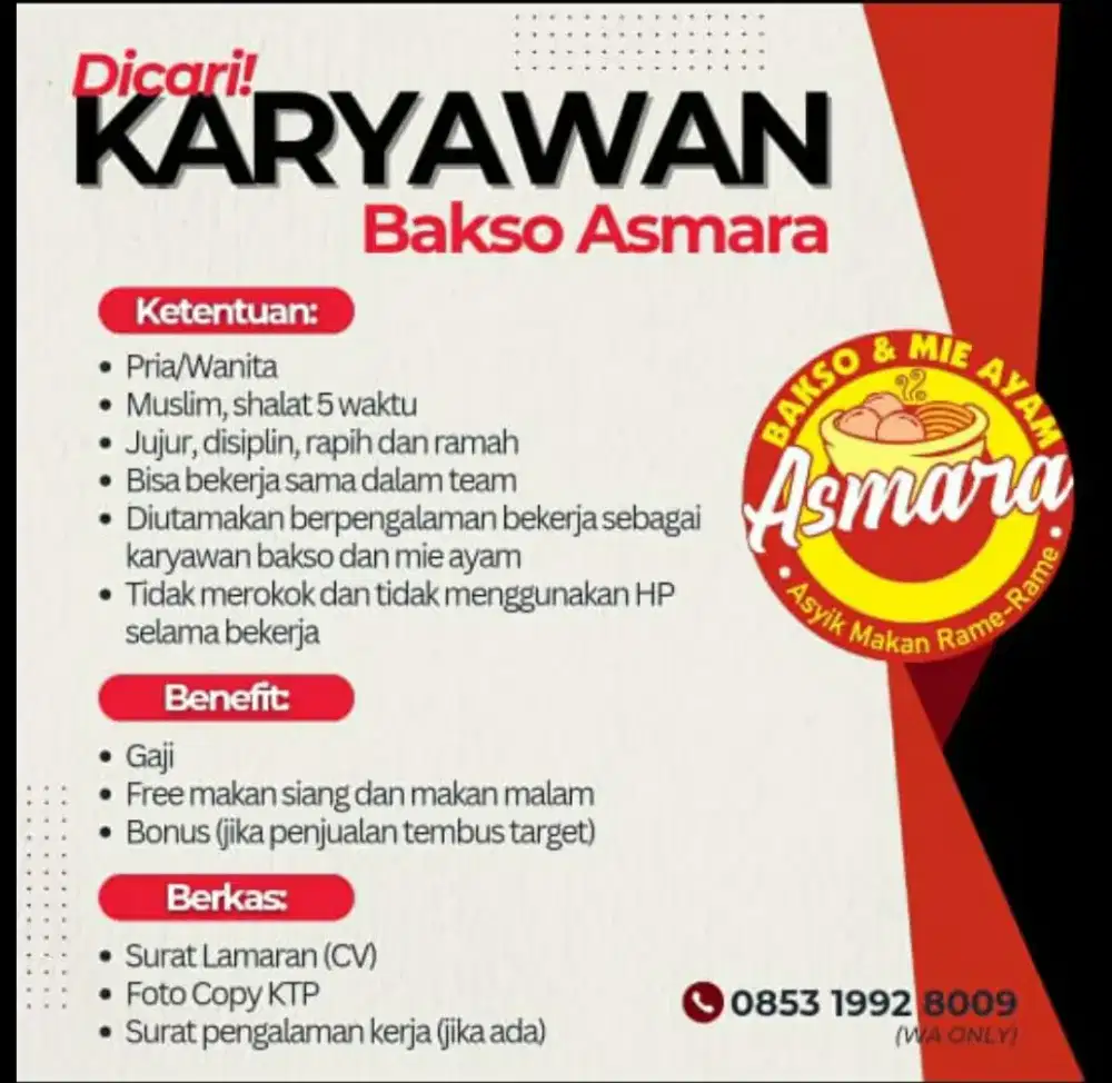 Karyawan bakso dan mie ayam Asmara