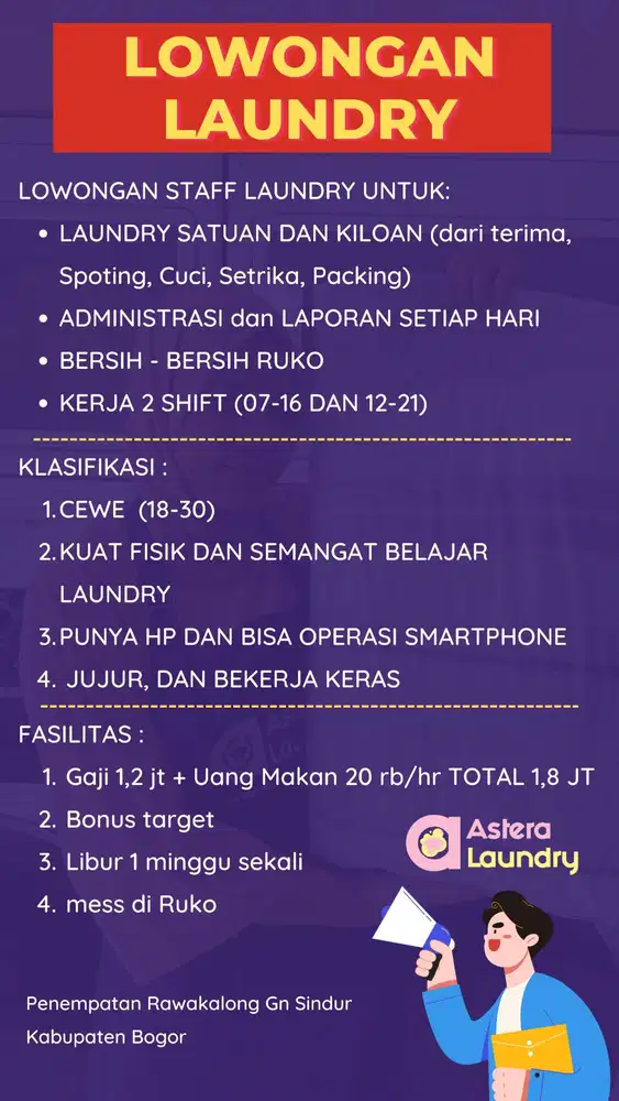 LOWONGAN STAFF LAUNDRY