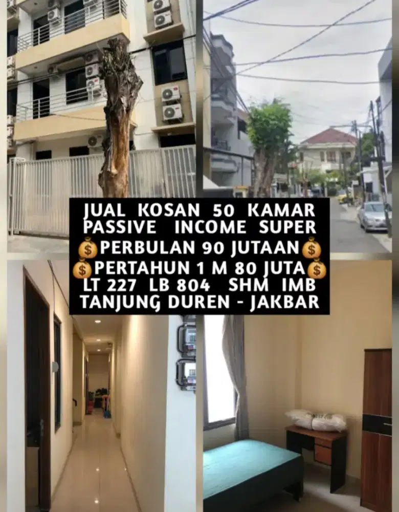 JUAL KOST KOSAN 50 KAMAR TANJUNG DUREN GROGOL PETAMBURAN JAKARTA BARAT