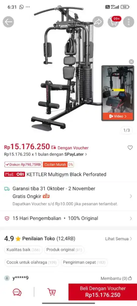 Dijual alat fitness merk KETTLER