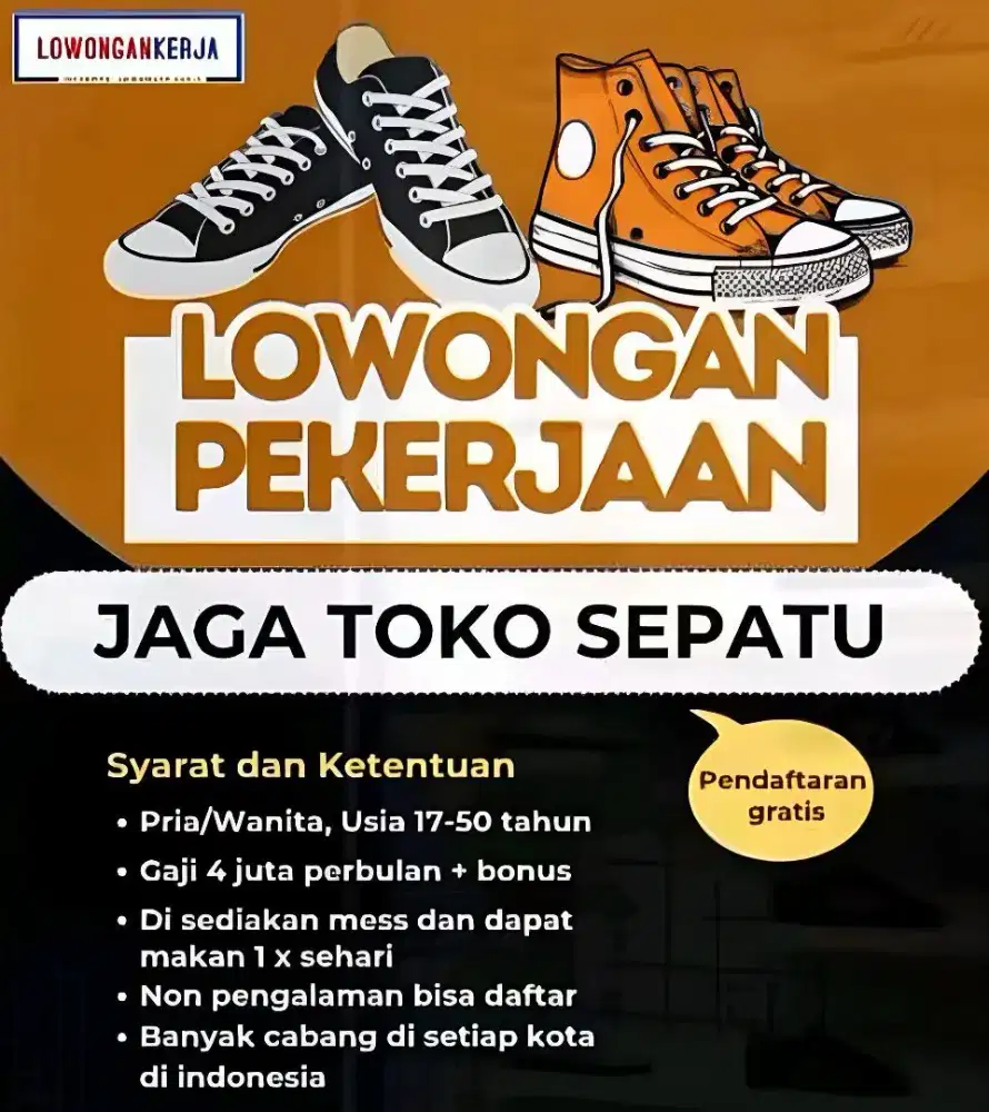 Lowongan kerja jaga toko sepatu