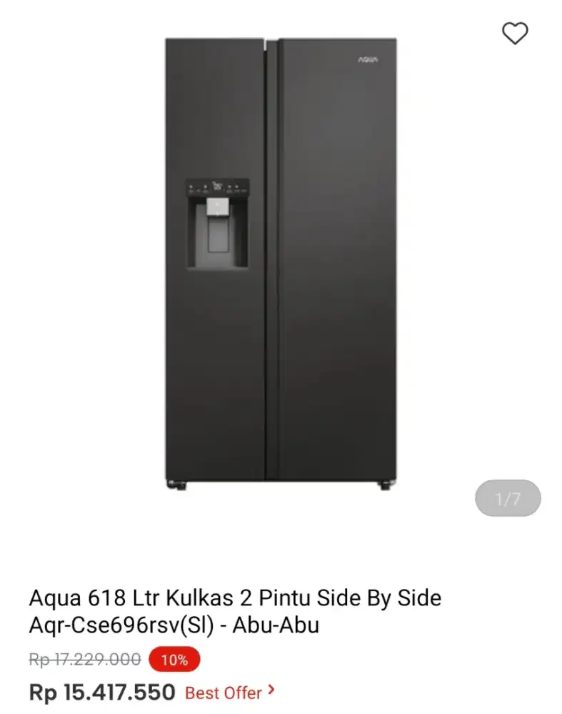 KULKAS AQUA SBS 618LTR AQR-CSE696RSV(SI)