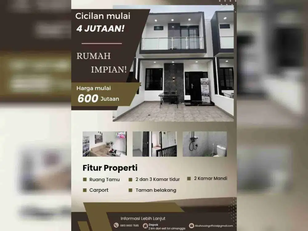 Bangunan Modern dan Asri Cuma 650 jutaan. DP 0% Langsung Di Proses. Free Biaya2