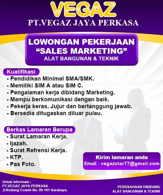 DICARI SALES ALAT BANGUNAN SURABAYA