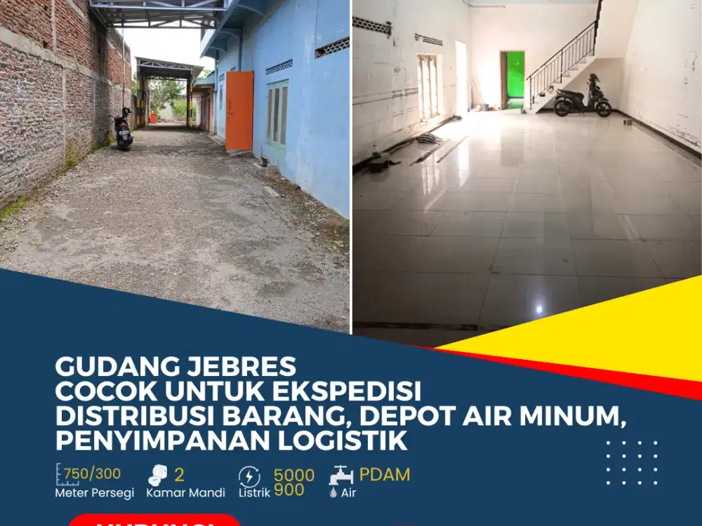 Gudang Jebres 2 Lantai Pinggir Jalan Besar, Cocok untuk Usaha & Distribusi