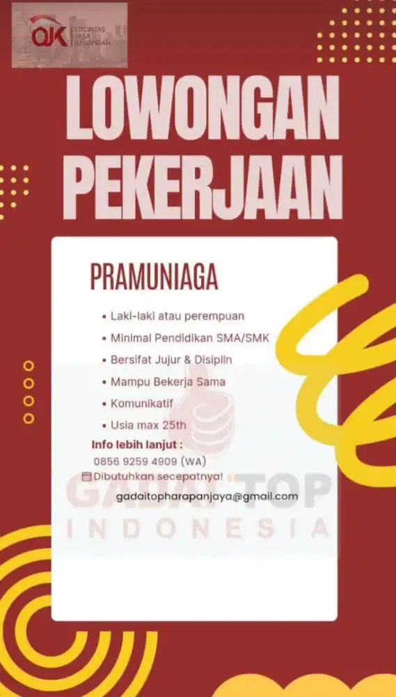 LOWONGAN KERJA GADAI TOP