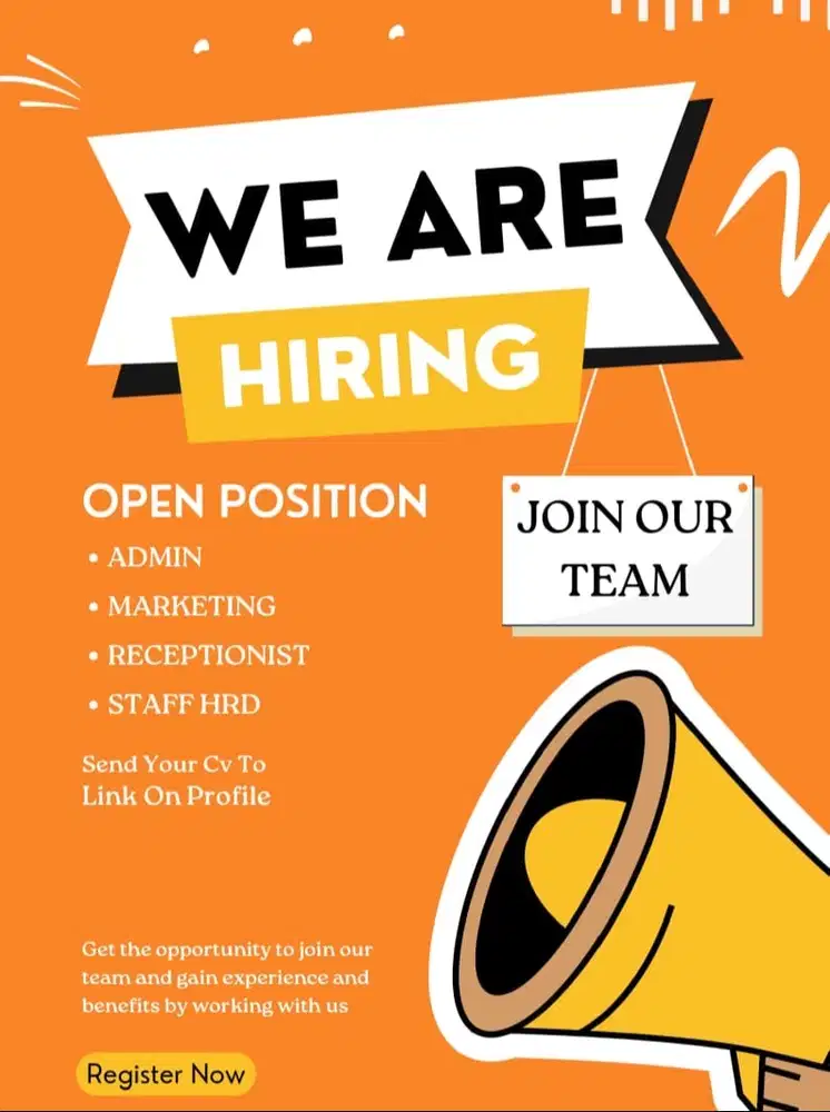 Lowongan Kerja Admin, Marketing, Receptionist dan Staff HRD