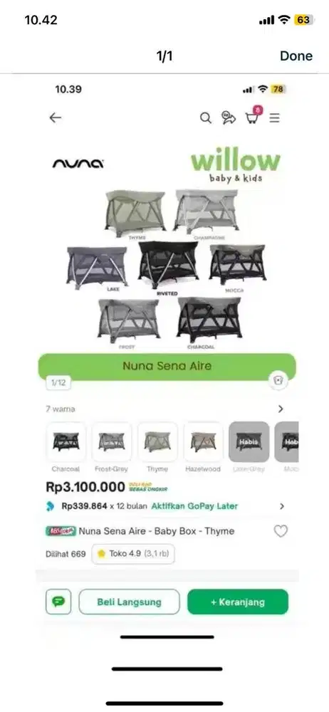 Jual baby crib bekas sangat terawat bersih nuna