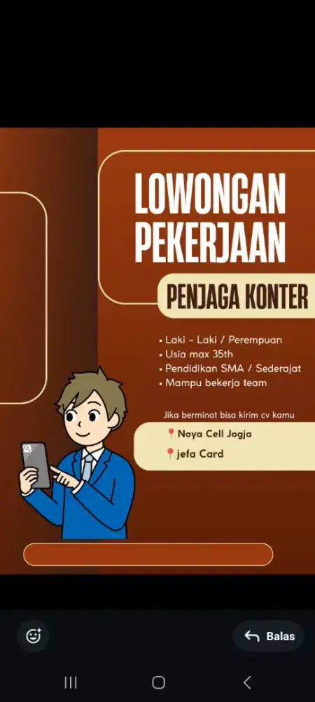 Karyawan konter pulsa dan asesories hp