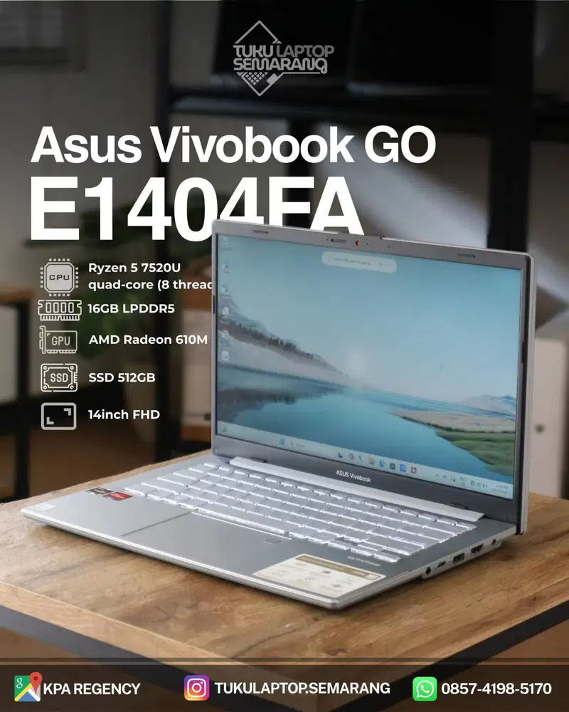 Laptop Asus Vivobook GO Ryzen 5 7000series 16GB garansi panjang