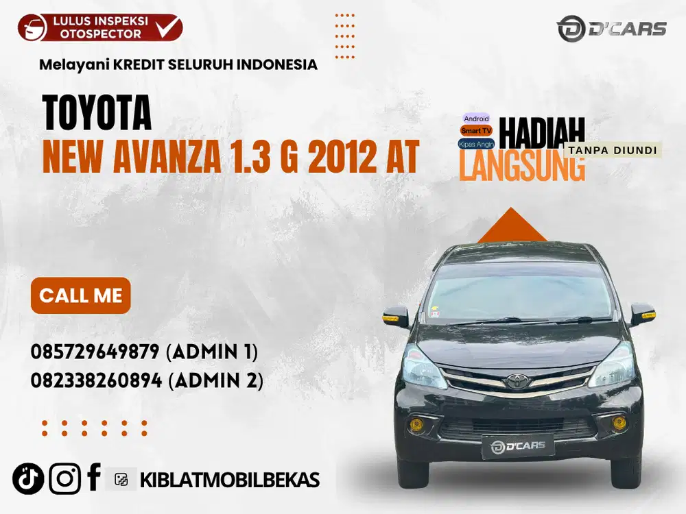 TOYOTA NEW AVANZA 1.3 G 2012 MATIC ORIGINAL ISTIMEWA