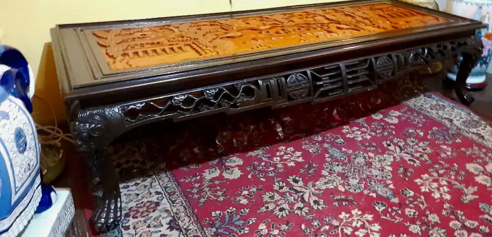 Meja Ukir Cina Antik Lawas.