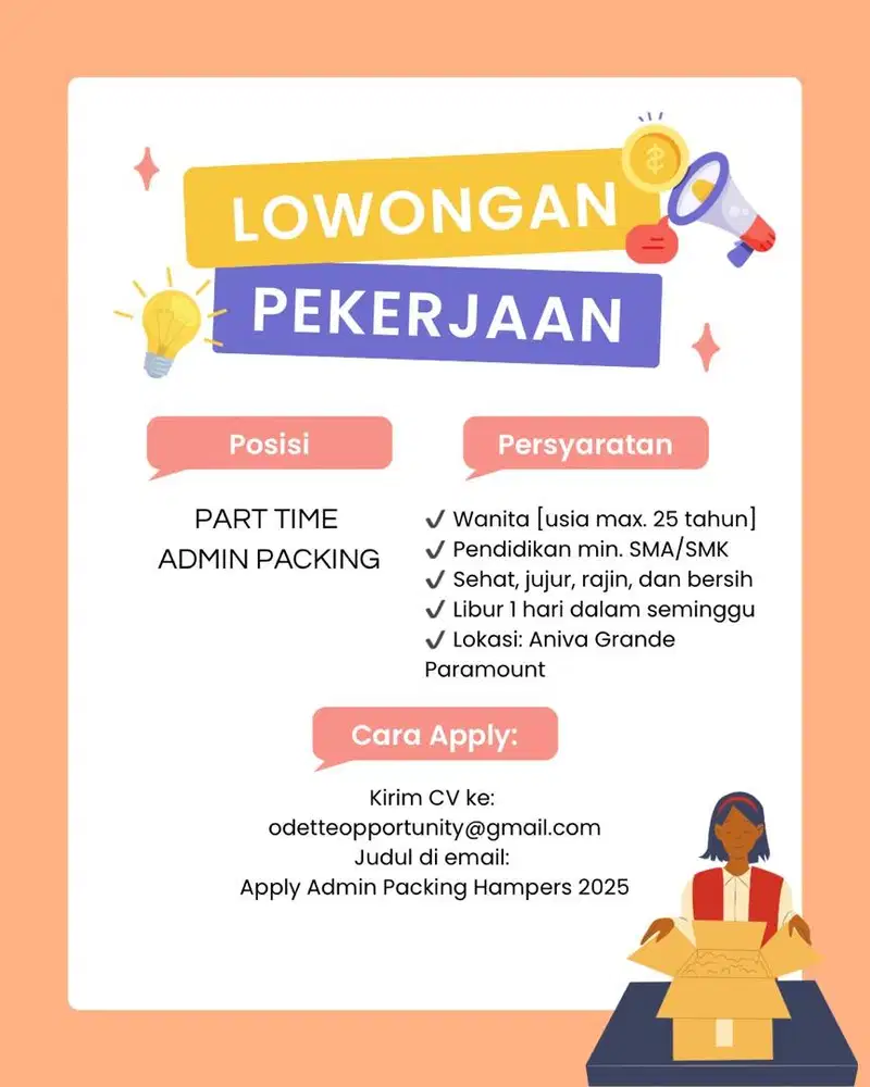 PART TIME ADMIN PACKING ONLINE SHOP