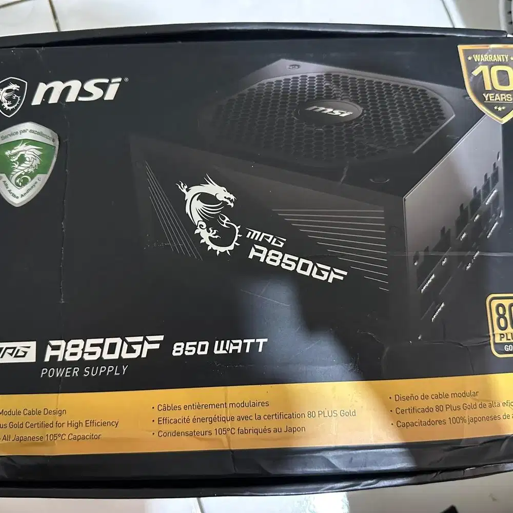 Power Supply PUS MSI MPG A850GF 80 Plus Gold