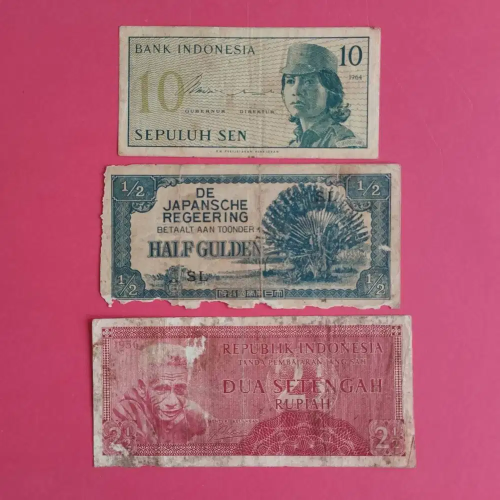 Uang Kuno Kertas 10 Sen, 0,5 G Dan Rp 2,5 UK 037