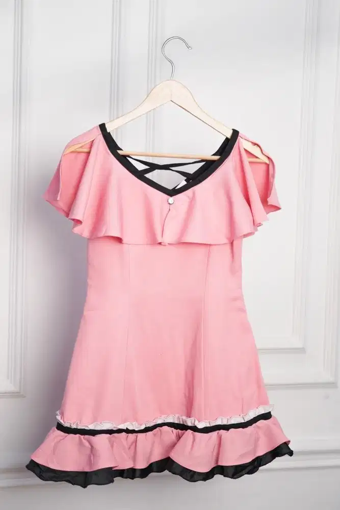 Mini Dress Off - Shoulder Ruffle Pink