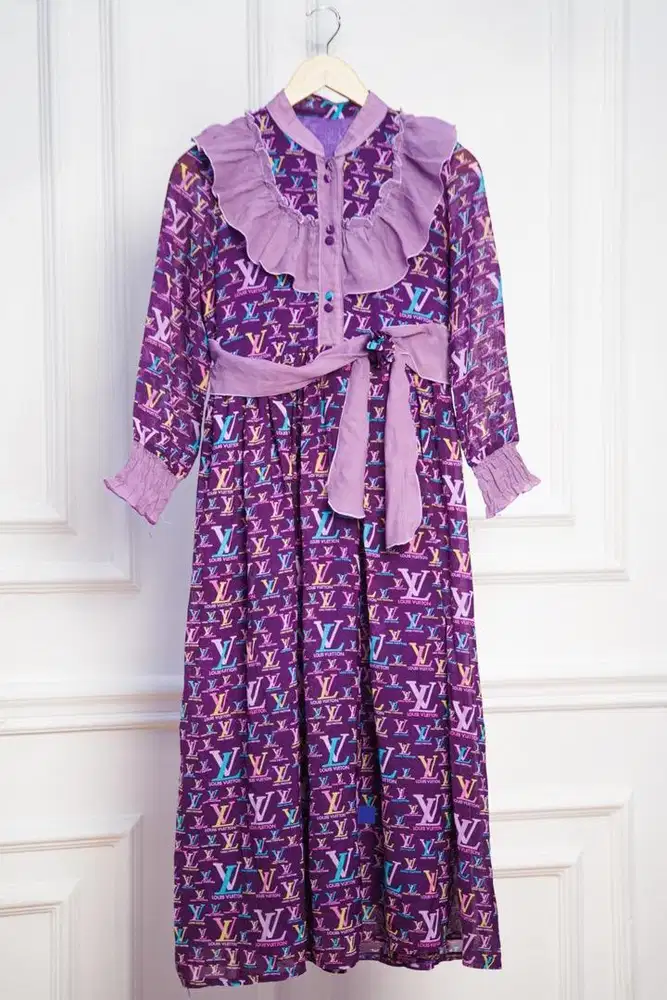 Dress Monogram Style Ruffle Purple