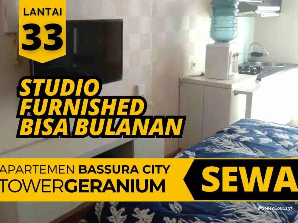 Disewakan Bulanan Studio Furnished +Waterheater Tower G Apartemen Bassura City