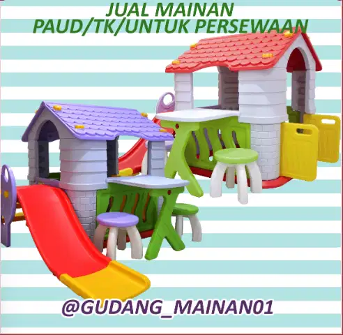 Playground Indoor Rumah-rumahan, Perosotan serta meja Kursi Murah