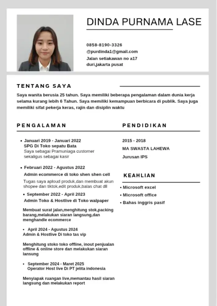 cari loker untuk wanita usia 25 Tahun