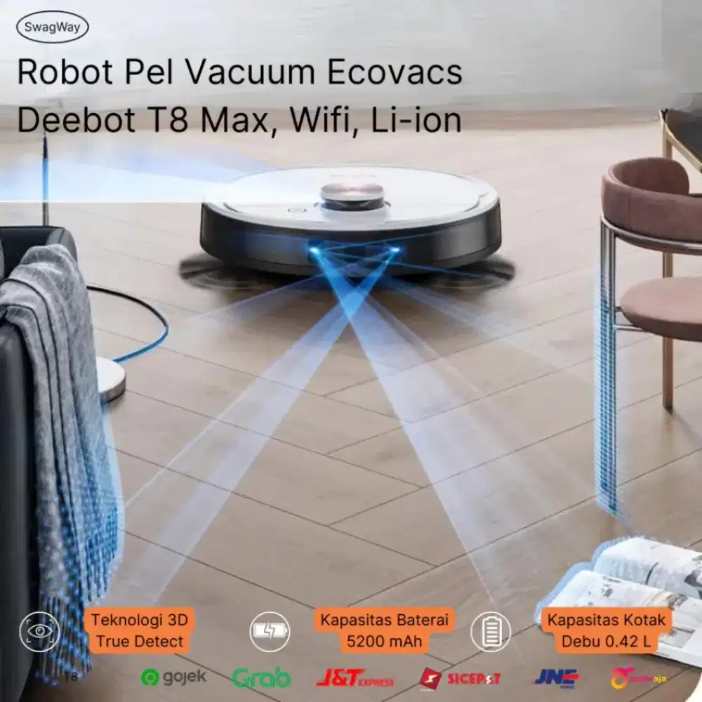 Vacuum Ecovacs Deebot T8 Robot Pel Vacum Mopping Original Otomatis
