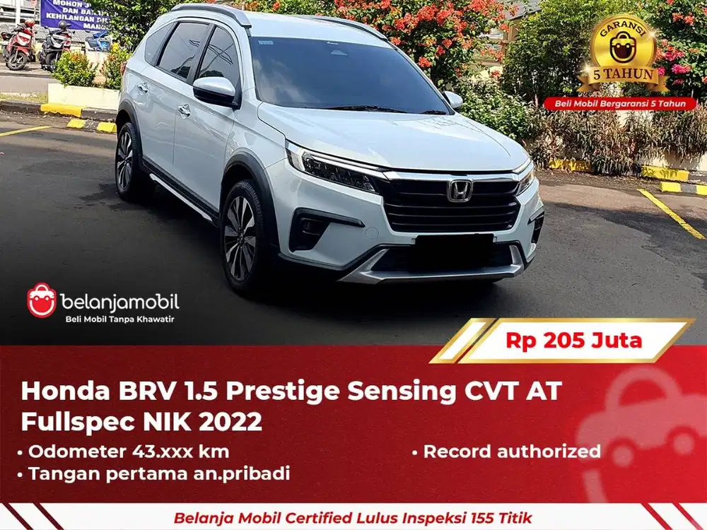 [ GARANSI 5TH ] Honda BRV BR-V BR V 1.5 Prestige Sensing AT 2022/2023