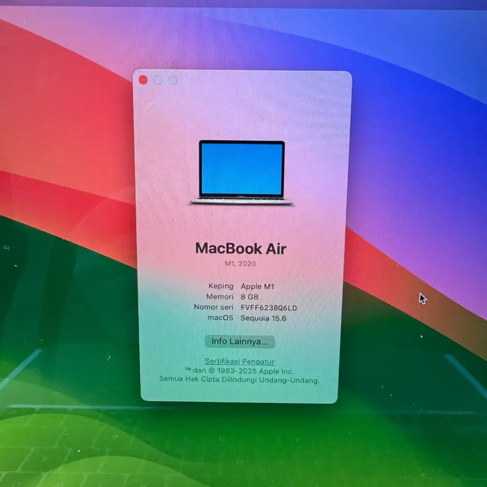 Macbook Air M1 Ram 8 Ssd 512 Layar 13 inch Full set Rose Gold Mulus