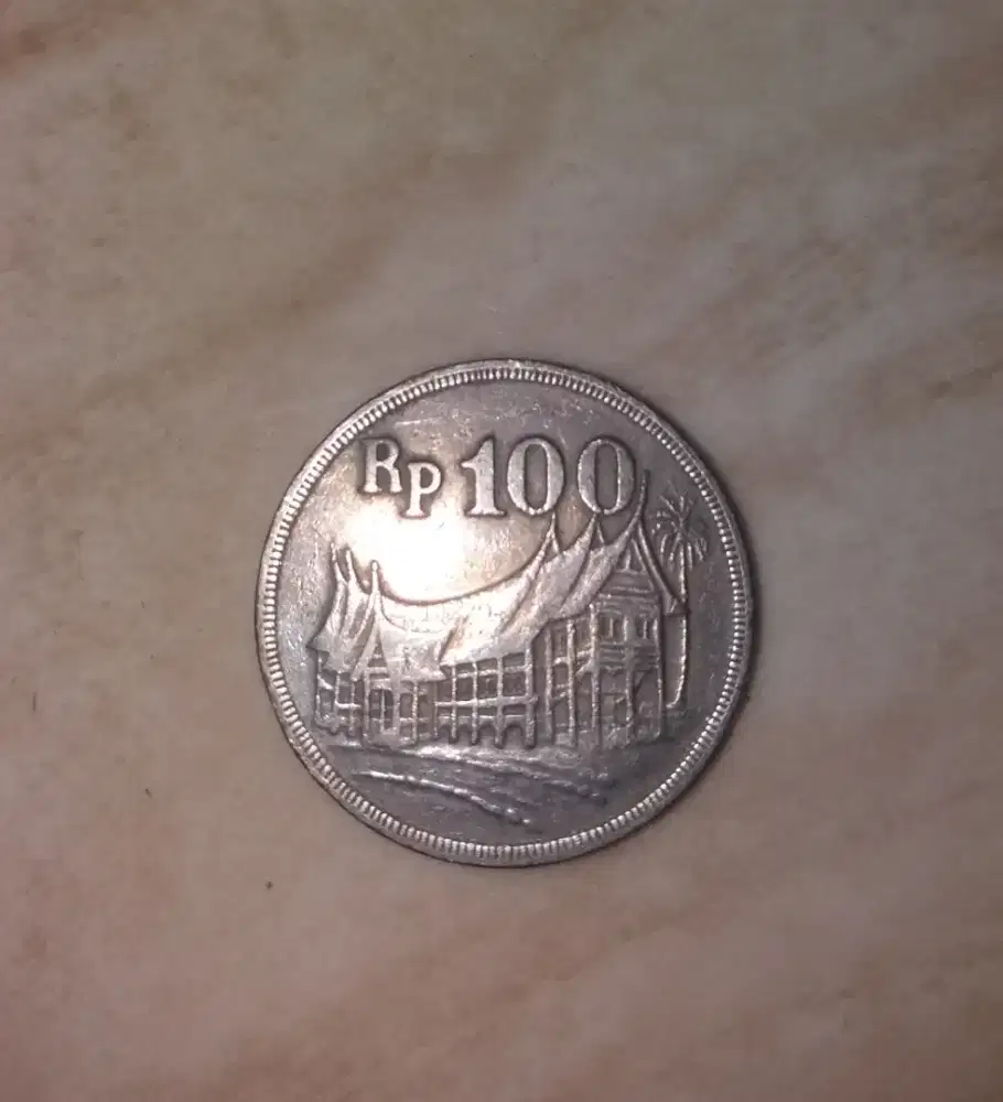 Koin Tebal 100 Rupiah Rumah Gadang Th 1973 Asli BI