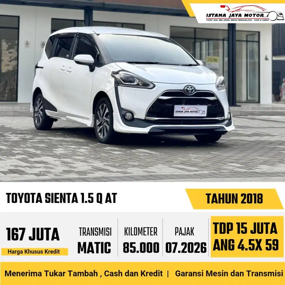 TYPE TERTINGGI Toyota Sienta 1.5 Q AT NIK 2018 Putih