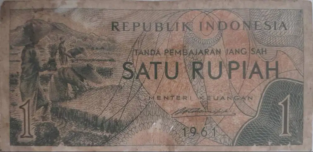 Uang kuno 1 rupiah tahun 1961