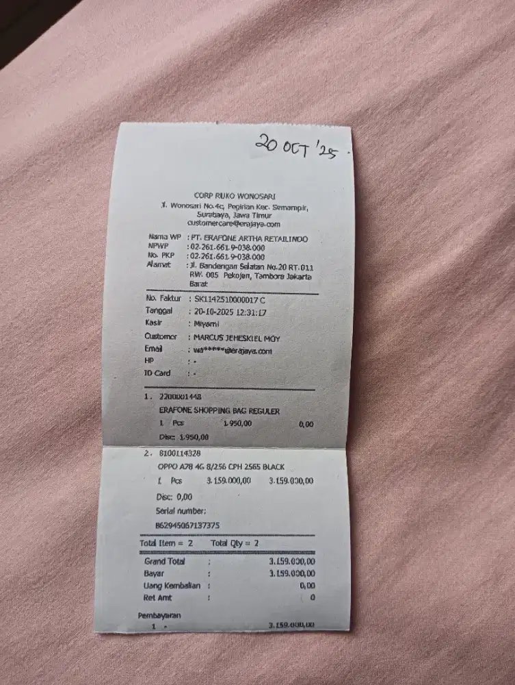 Jual hp oppo lengkap baru beli 2 Minggu lalu