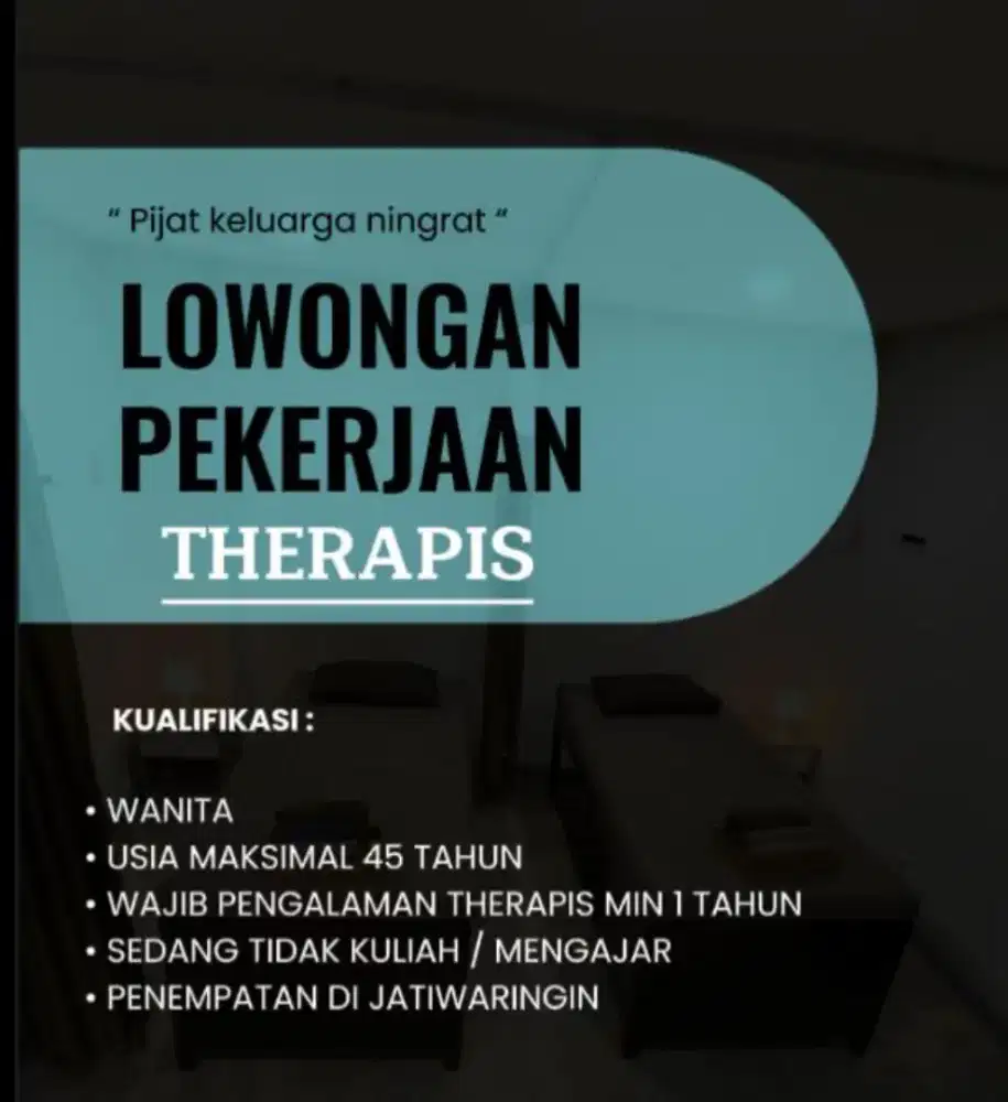 Lowongan therapis spa wanita