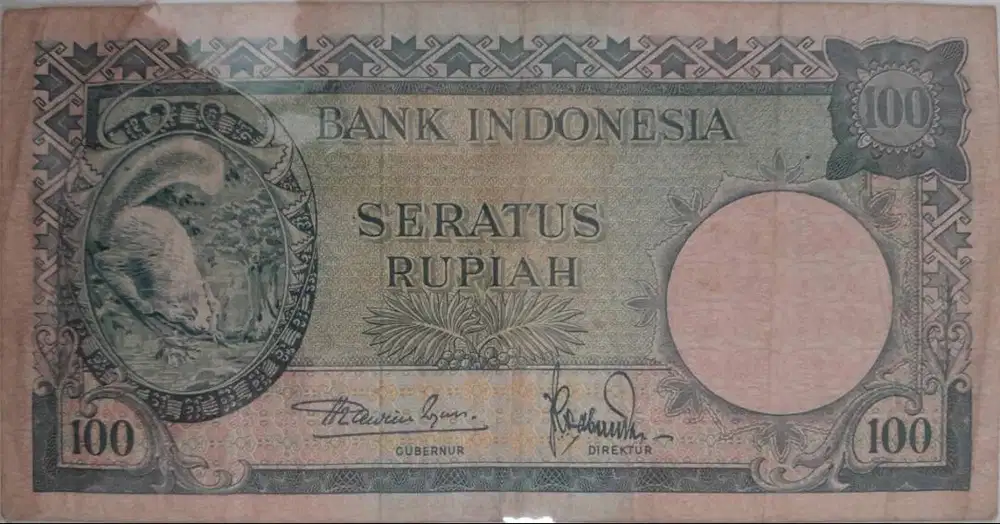 Uang kuno 100 rupiah tahun 1957