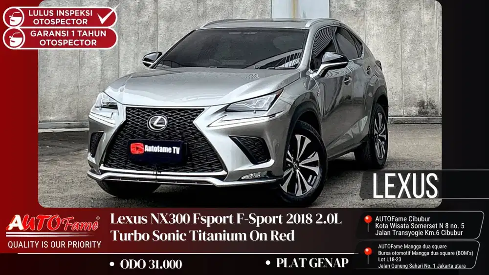 Lexus NX300 Fsport F-Sport 2018 2.0L Turbo Sonic Titanium On Red