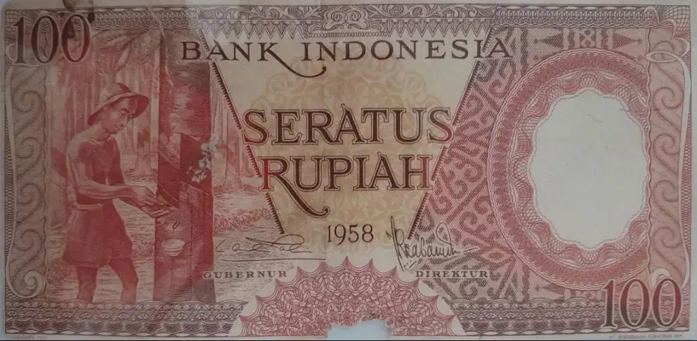 Uang kuno 100 rupiah tahun 1958